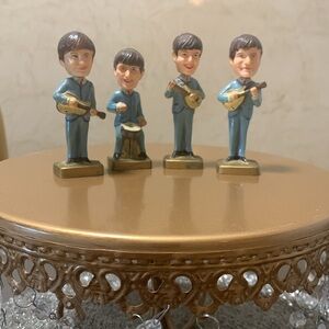 VINTAGE BEATLES bobblehead plastic figures/cake toppers 1960s made in Ho…